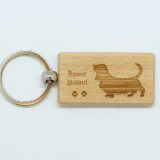 Basset Hound Wood Keychain