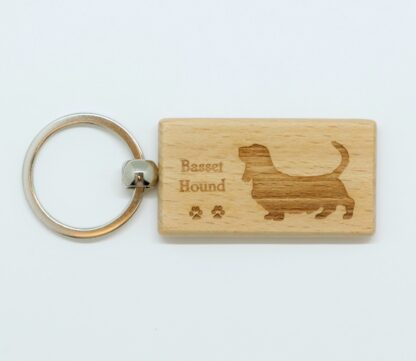 Basset Hound Wood Keychain