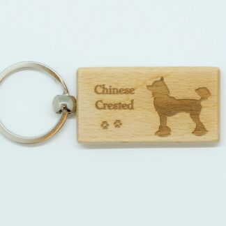 Chinese Crested Wood Keychain