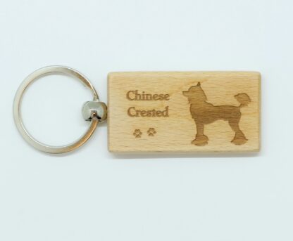 Chinese Crested Wood Keychain