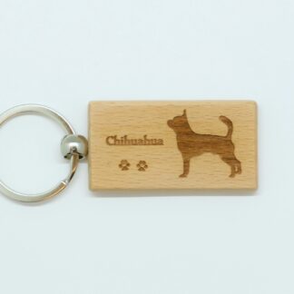 Smooth Chihuahua Wood Keychain