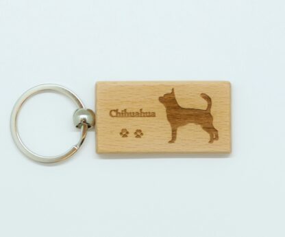 Smooth Chihuahua Wood Keychain