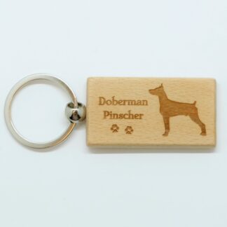 Doberman Pinscher Wood Keychain