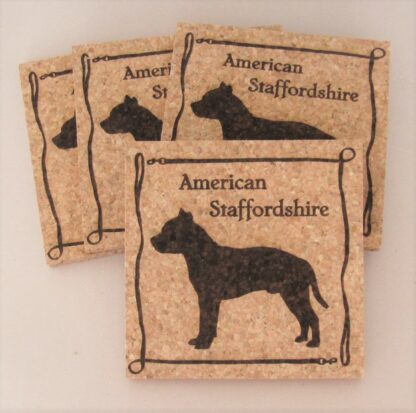 American Staffordshire Bull Terrier Cork Coasters