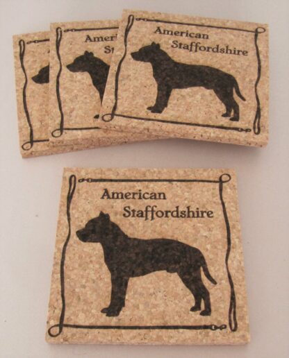 American Staffordshire Bull Terrier Cork Coasters