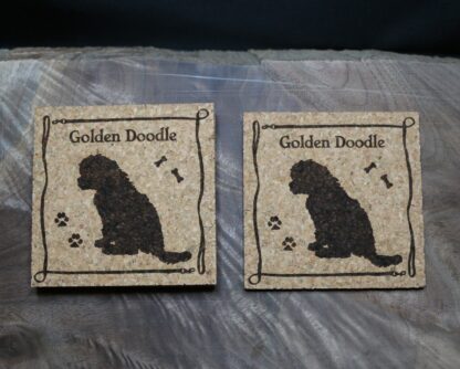 Golden Doodle Puppy Cork Coasters