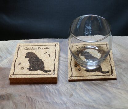 Golden Doodle Puppy Cork Coasters