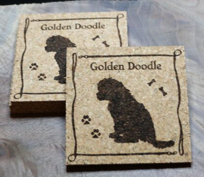 Golden Doodle Puppy Cork Coasters