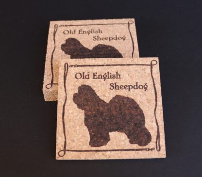 Old English Sheepdog Cork Coasters