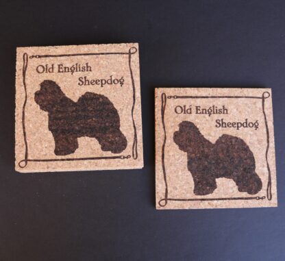 Old English Sheepdog Cork Coasters