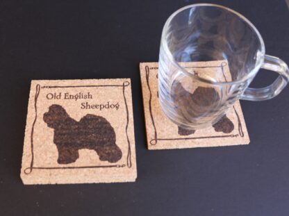 Old English Sheepdog Cork Coasters