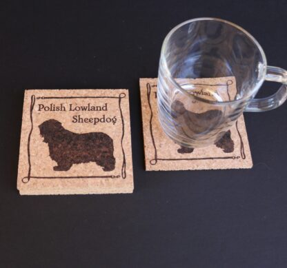 Polish Lowland Sheepdog Cork Coasters