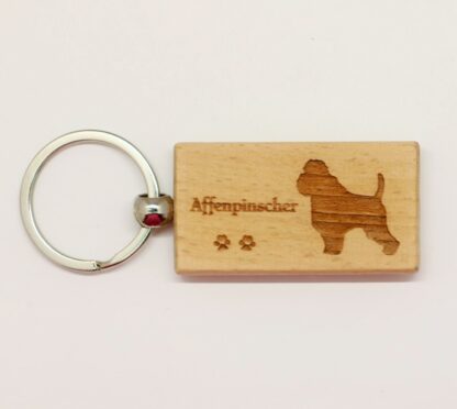 Affenpinscher wood keychain