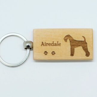 Airedale Wood Keychain