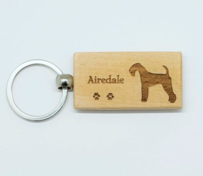 Airedale Wood Keychain