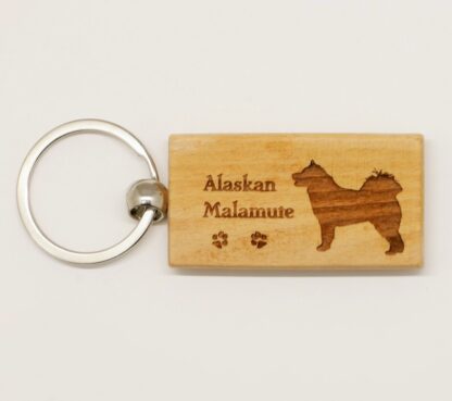 Alaskan Malamute Wood Keychain