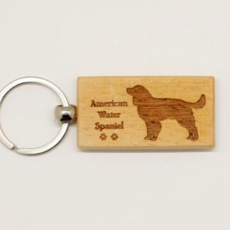 American Water Spaniel Wood Keychain