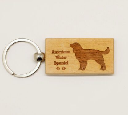 American Water Spaniel Wood Keychain