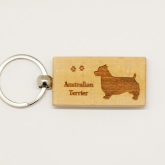 Australian Terrier Wood Keychain