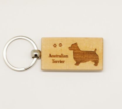 Australian Terrier Wood Keychain