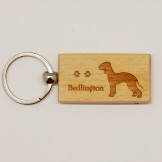 Bedlington Terrier Wood Keychain