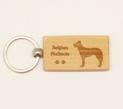 Belgian Malinois Wood Keychain