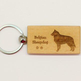 Belgian Sheepdog Wood Keychain