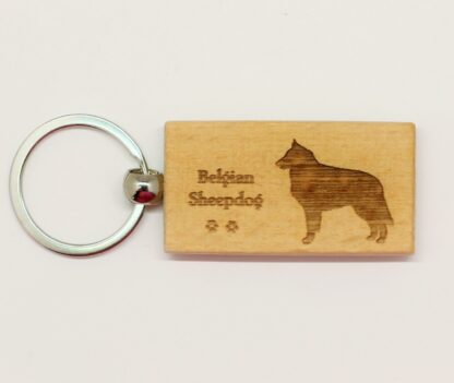 Belgian Sheepdog Wood Keychain