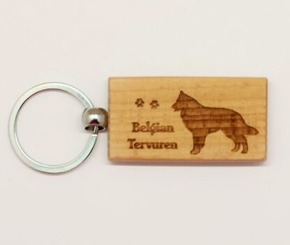 Belgian Tervuren Wood Keychain