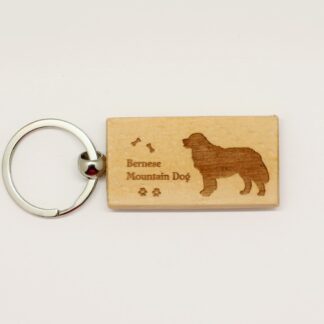 Bernese Mountain Dog Wood Keychain