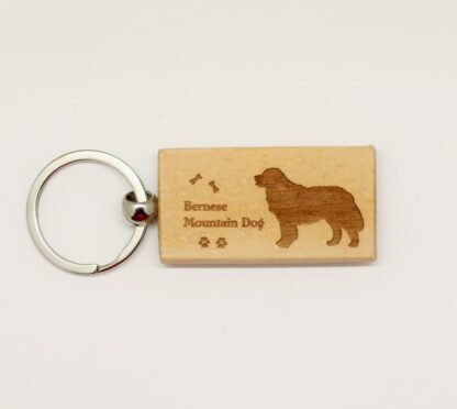 Bernese Mountain Dog Wood Keychain