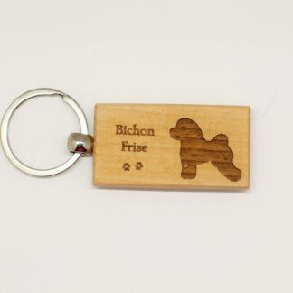 Bichon Frise Wood Keychain