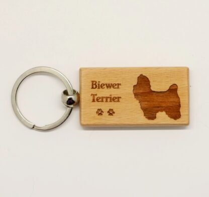 Biewer Terrier Wood Keychain