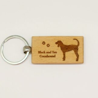 Black and Tan Coonhound Wood Keychain