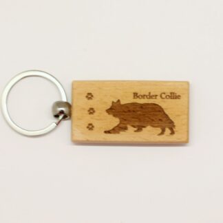 Border Collie Wood Keychain