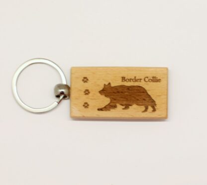 Border Collie Wood Keychain