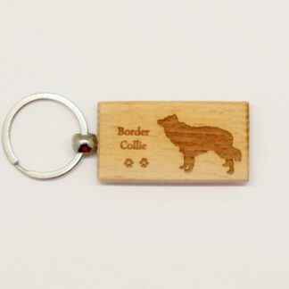 Border Collie Wood Keychain