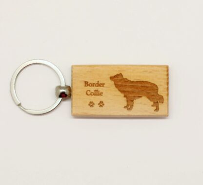 Border Collie Wood Keychain