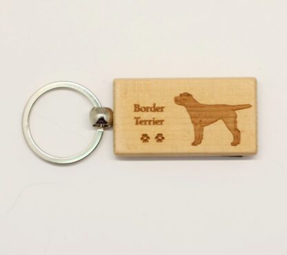 Border Terrier Wood Keychain