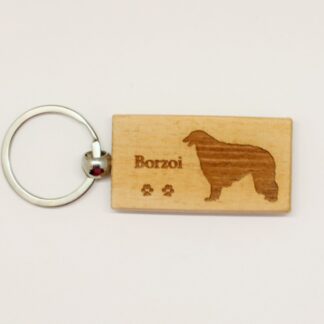 Borzoi Wood Keychain