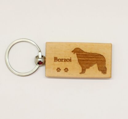 Borzoi Wood Keychain