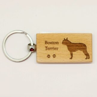 Boston Terrier Wood Keychain