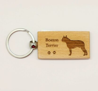 Boston Terrier Wood Keychain