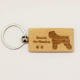 Bouvier des Flandres Wood Keychain