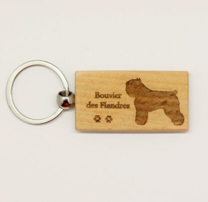 Bouvier des Flandres Wood Keychain