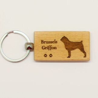 Brussels Griffon Wood Keychain