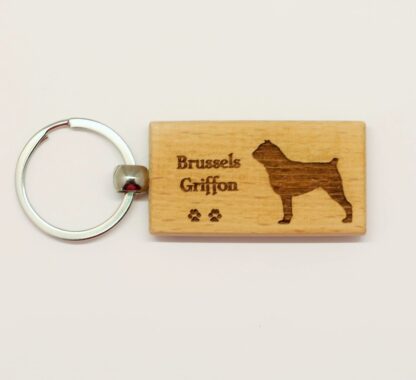 Brussels Griffon Wood Keychain