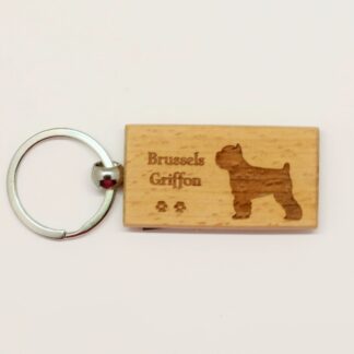 Brussels Griffon Wood Keychain