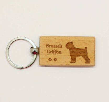 Brussels Griffon Wood Keychain