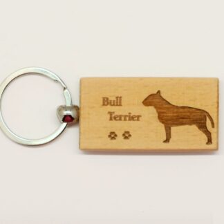 Bull Terrier Wood Keychain